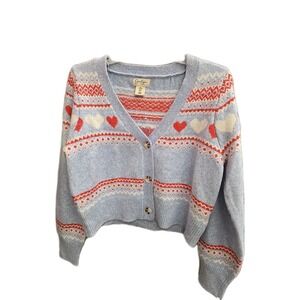 Jessica Simpson Knit Cropped Cardigan Sweater Buttons Long Sleeve  NWOT Size L